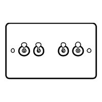 Essential Metals Satin Chrome Effect Quad Toggle Light Switch 2 Way 10A