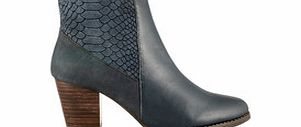 Esska Zap blue leather croc-effect ankle boots