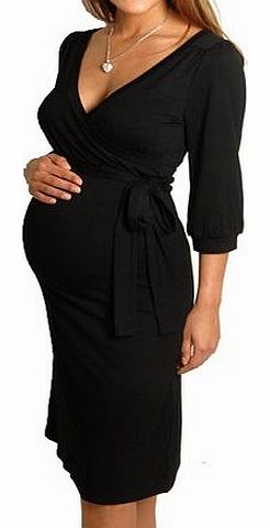 esterastyle FASHION AND SEXY MATERNITY DRESS V NECK size 8/10 /12/14/16 (XXL - 16, Black)