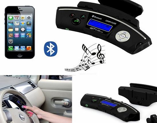 Steering Wheel Bluetooth Handsfree Car Kit- Wireless Headphones with Wireless Earpiece MP3 Audio Player FM Transmitter - Support TF & Micro SD Card
