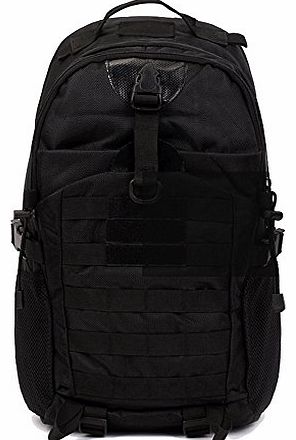 EA Mens Military 30L Backpacks Camouflage Canvas Waterproof Hiking Camping Travel Sports Pack Bag Black