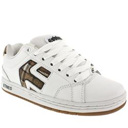 Male Etnies Cinch Leather Upper in White, White and Black, White and Blue