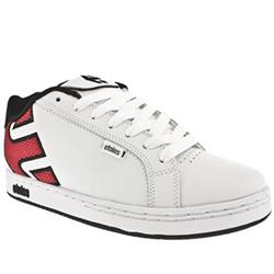 Male Etnies Fader Leather Upper in White and Red