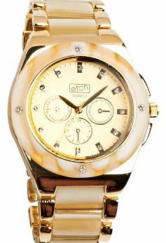 Eton Womens Quartz Watch with Beige Dial Analogue Display and Beige Resin Bracelet 2991J-CR