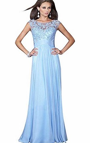 Etosell Women Chic Lace Embroidery Sleeveless Cocktail Wedding Maxi Dress Blue L