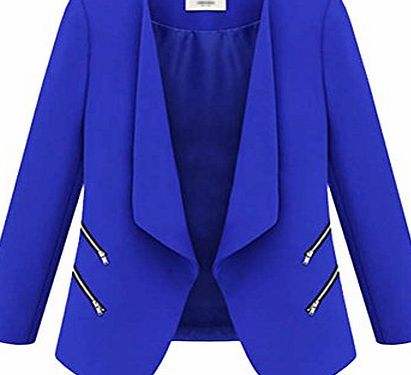Etosell Women Long Sleeve Slim Casual Solid Suit Blazer Fashion Jacket Coat Tops Blue L