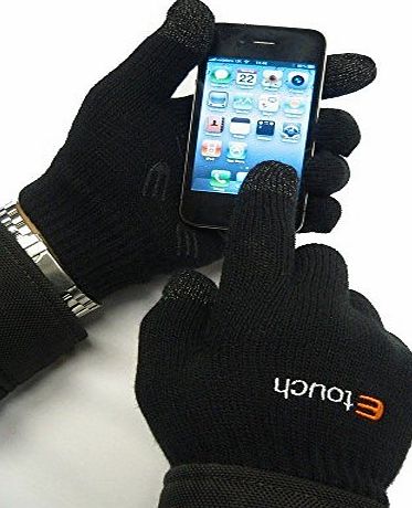 Etouch Touchscreen Gloves, for iPhone, iPad, Blackberry, Samsung, HTC and other smartphones, PDAs amp; Sat navs, Black (M/L)