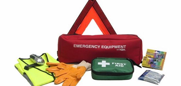 evaQ8 Car Emergency Equipment Pack: First Aid, Warning Triangle, Safety kit