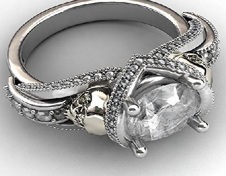 EVBEA Skull Engagement Ring Unique Bling Cocktail Aphrodite White Diamond Heart Ring for Women (P 1/2)