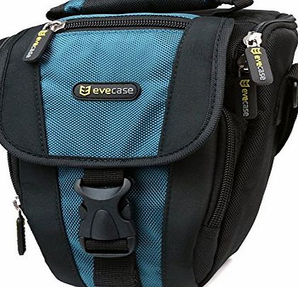 Evecase Durable Small Digital SLR Camera Carrying Pouch Nylon Case with Strap- Black/Blue for Canon EOS 1200D 1100D 700D 100D 650D 600D 60D 550D / Fujifilm FinePix SL1000 , X-E1 ,S4500 ,S4800 ,Nikon D