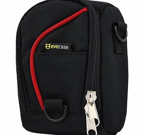  Durable Digital Camera Pouch Nylon Carrying Protector Case with Strap- Black / Red for Olympus SH-1, Tough TG-3, TG-850 iHS, TG-620 iHS, XZ-2 iHS, E-PM2, E-PL5, TG-1 iHS, SZ-31MR iHS, TG-820 i
