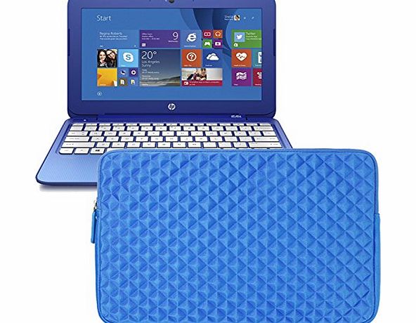 Evecase Premium Neoprene Sleeve Case Travel Carrying Storage Computer Bag for HP Stream 11 11-d010nr Notebook 11.6 inch Laptop - Blue