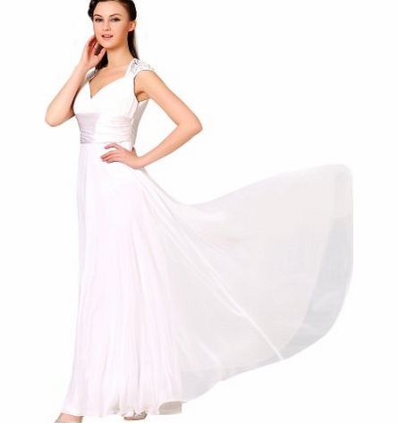 Ever-Pretty HE09672WH12, White, 12UK, Ever Pretty Chiffon Sexy Long Dresses For Women 09672
