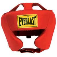 Everlast Leather Head Guard without Chin Red