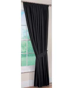 Lined Black Pencil Pleat Curtains - 90