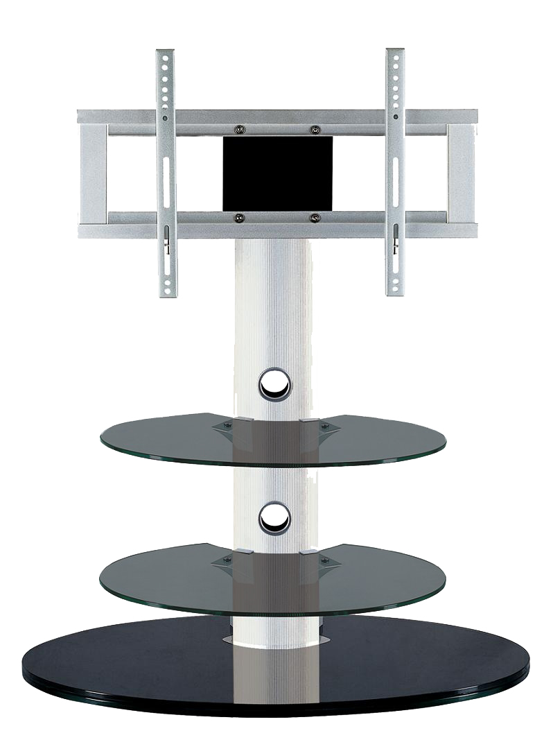 everythingplay Falcon Black Round Glass and Metal Flat Panel Stand