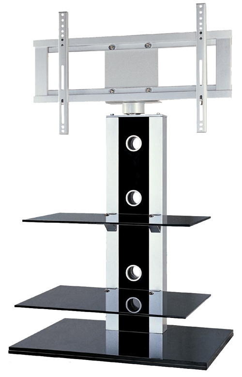 Falcon Black Square Glass and Metal Flat Panel Stand