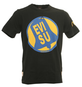 Black T-Shirt with Yellow and Blue Design