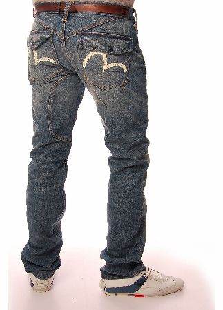 Evisu Buckle Back Ripped Jeans