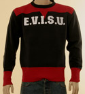 Evisu Mens Ink & Red with White Evisu Logo Cotton Sweatshirt