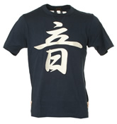 Navy T-Shirt with Silver Design