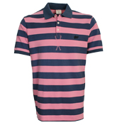 Pink and Navy Pique Polo Shirt
