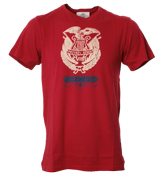 Red T-Shirt with White Printed Design