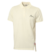 White Pique Polo Shirt with Printed Design