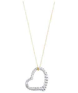 9ct Yellow Gold White Crystal Open Heart