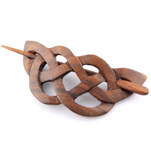 Evolatree - Hand Carved Sono Wood Celtic Butterfly Knot Hair Pin Barrette - 4``