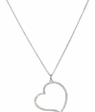 18ct White Gold Diamond Heart Pendant Necklace
