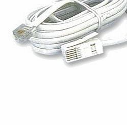 Ex-Pro 3m Modem / Telephone / Fax line cord cable lead RJ11 to BT Plug, suitable for HiSpeed Internet Modems White. [Straight 6P4C]