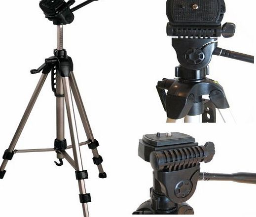 Ex-Pro Full Geared Photographic Fluid Pan 3 Section Camera/Camcorder Tripod - (530mm - 1450mm / 57``) Light Weight.