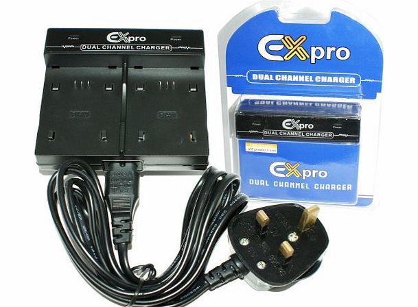 Ex-Pro JVC BN-VG107, BN-VG114, BN-VG121 - Dual (Twin) Battery Fast Charge Digital Camcorder Charger for JVC Everio GZ-MS110, GZ-MS110BUC, GZ-MS110BUS, GZ-MS110U, GZ-MS210, GZ-MS210BUC, GZ-MS210U, GZ-