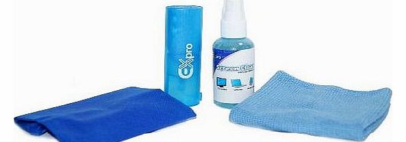 Ex-Pro LCD Screen Cleaning Kit complete with cloth, brush and bag.