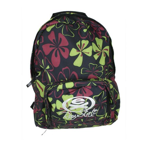 Ladies Ex Raw State Basic Skool Backpack Black/ Green Print