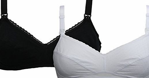 Ex-Store Ex Store 2 Pack Non Wired Maternity Nursing Bras Black and White 38 D