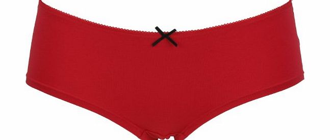 Ex-Store Ex Store 3 Bright Red Cotton Jersey Hipster Shortie Knickers Size 12