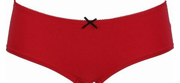 Ex-Store Ex Store 3 Bright Red Cotton Jersey Hipster Shortie Knickers Size 14