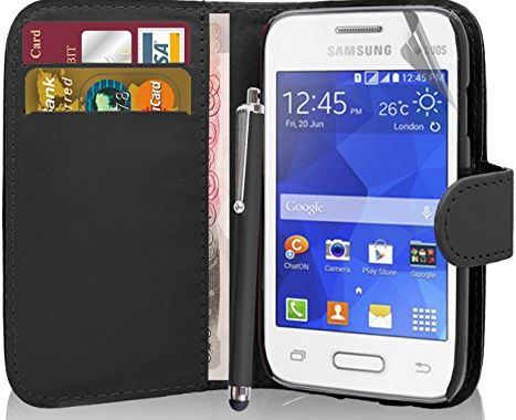 Samsung Galaxy Young 2 SM-G130 - Premium Quality Exclusive Leather Easy Clip On WALLET / FLIP Case / Cover / Pouch With Card Holders + Free Clear Screen Protector + Polishing Cl