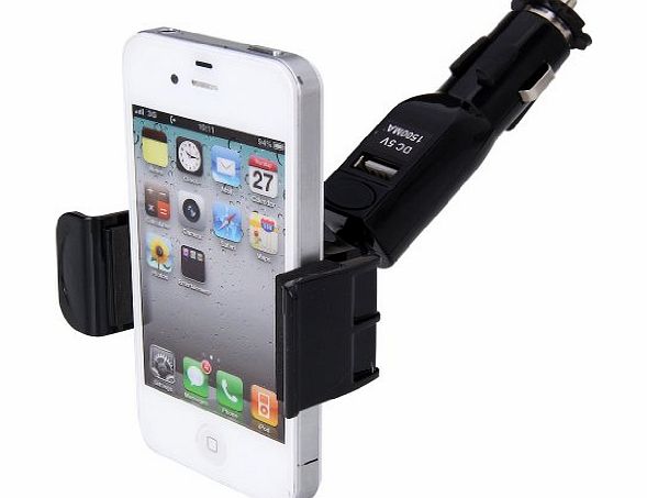 Excelvan 2 in 1 USB Universal Car Mount Holder Charger For Mobile Phones GPS PDA Iphone Samsung Galaxy S2 S3 S4 etc with width 58mm to 85mm