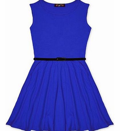 Girls Skater Dress Kids Party Dresses Belted New Age 7 8 9 10 11 12 13 Years