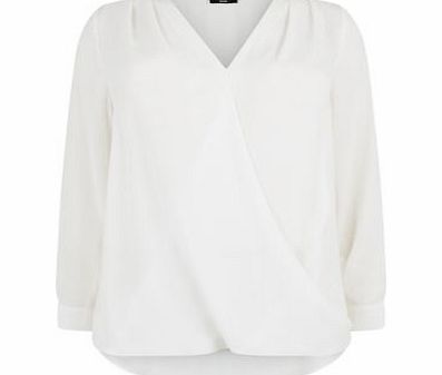 Exclusives Inspire Cream Long Sleeve Wrap Blouse 3315220
