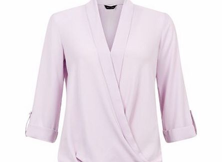 Exclusives Lilac Wrap Front Turn Up Sleeve Blouse 3386342