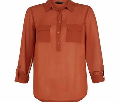 Exclusives Rust Popcorn Textured Long Sleeve Blouse 3349838