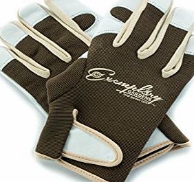 Exemplary Gardens Leather Gardening Gloves for Women and Men. Adjustable Velcro Fastener and Breathable Spandex Back. Ideal for General Garden Tasks (Medium)