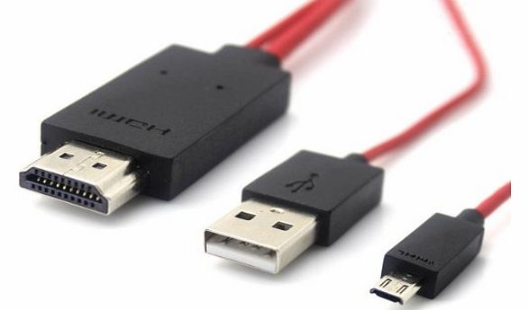 MHL Micro USB to HDMI TV Adapter Cable for Samsung Galaxy S4 i9500 / S3 i9300 / Note 2 N7100 / Note 3 - Black + Red (200cm)