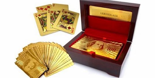 SET OF UNIQUE LUXURY DECK OF 24K GOLD PLATED FLEXIBLE PLAYING CARDS FULL POKER DECK 99.9% PURE GOLD PLATED - WITH BOX - CHRISTMAS GIFT
