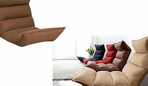PORTABLE MULTI POSITION FOLDING FOLDABLE SUEDE PADDED RECLINER LOUNGER RELAXING GAMING SOFA BED CHAIR FLOOR SEAT - AVAILABLE IN RED, BROWN, BLACK (Brown)