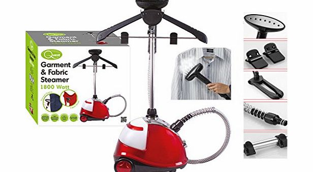 PROFESSIONAL amp; PORTABLE VERTICAL FLOOR STANDING CLOTHES GARMENT STEAMER FABRIC STEAMER IRON 1800W WITH ROTATABLE HANGER AND MORE FREE ATTACHMENTS